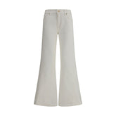 7FOR Cream Cotton Flared Jeans